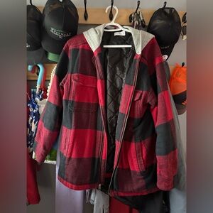 TNA Buffalo plaid either grey hood jacket